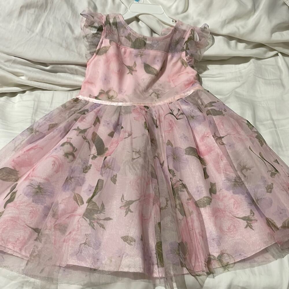 Zenzi 5t soft pink flutter sleeve fitted bodice full skirt euc worn once